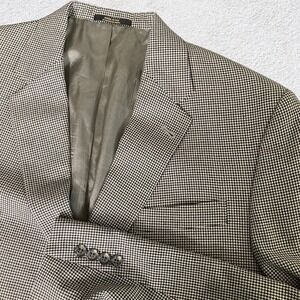 Mens 44L Houndstooth Blazer Sport Coat Two Button Classic USA Jacket Black White